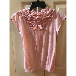 Light pink bow ruffle top